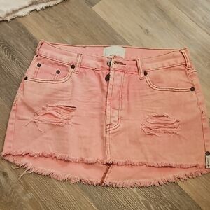 One Teaspoon Pink Ripped Mini Skirt